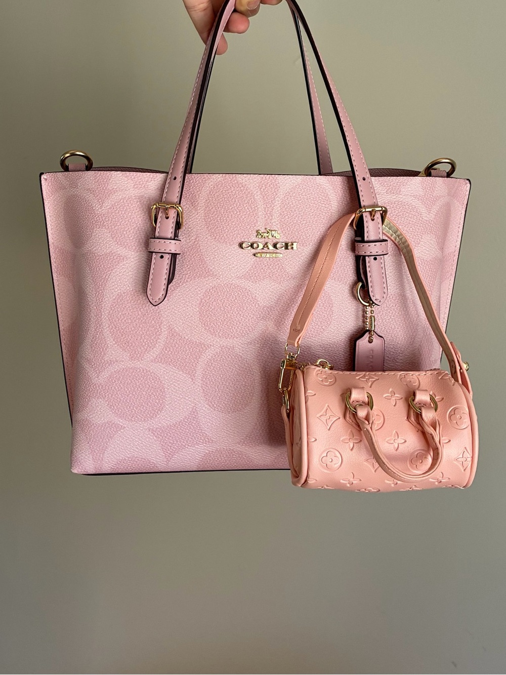 Mini Pink Top-Handle Monogram Bag Charm